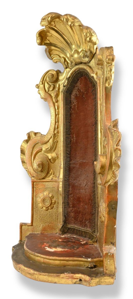 Antique Gilded Wooden Altar Niche - Italy - 18th Century-photo-1